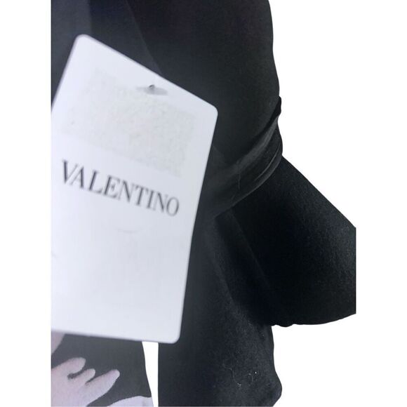 NEW WITH TAG Beautiful VALENTINO Logo Virgin Wool Blend Ruffled Cape BLACK AND P - Picture 10 of 16